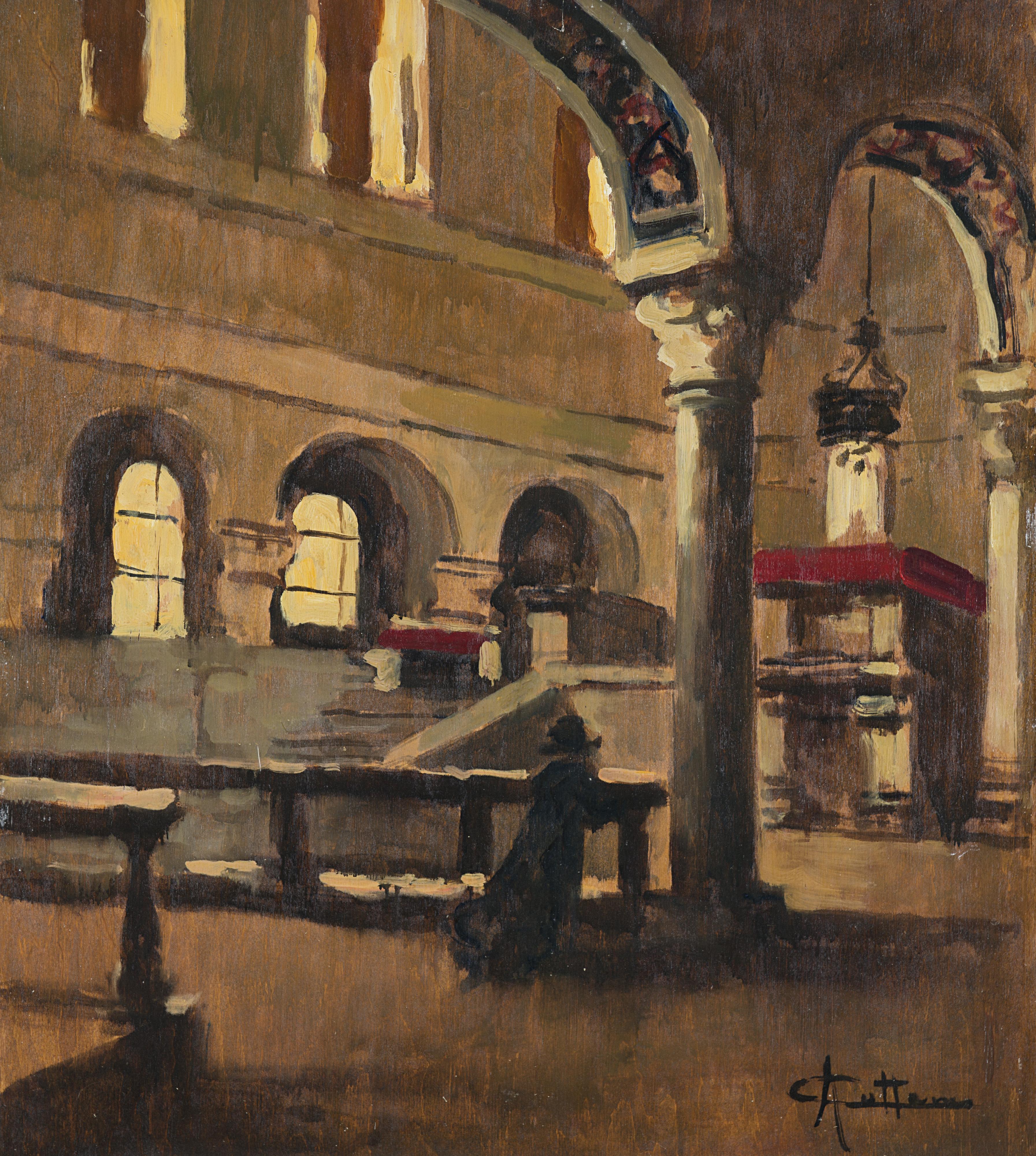 Achille Cattaneo - Interno di Sant\'Eustorgio, Milano