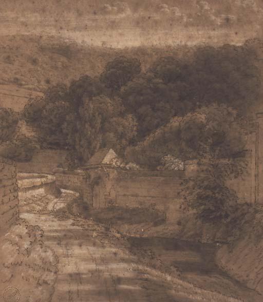 Achille-Etna Michallon - Une route longant des murs, une forêt à l\'arrière plan