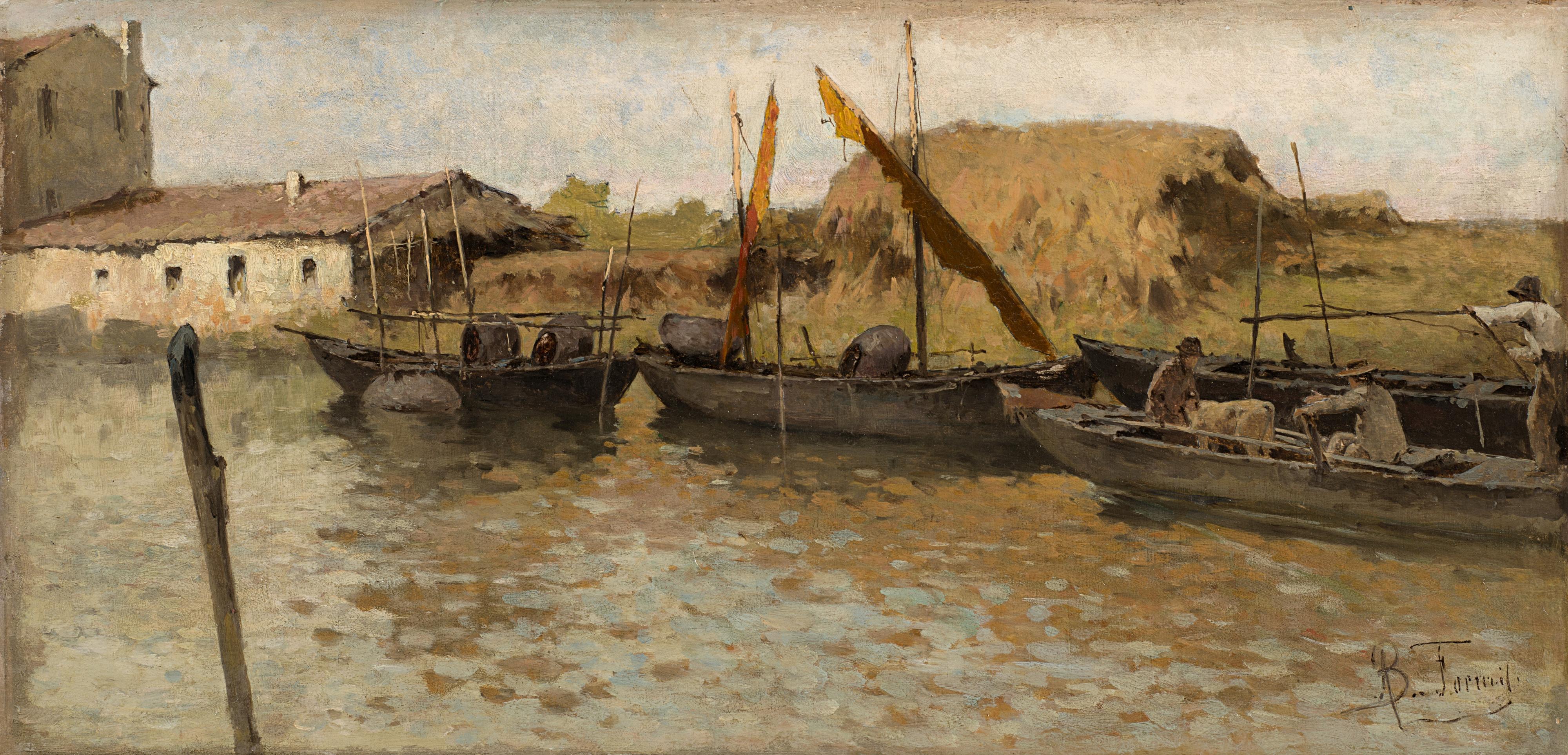 Achille Formis Befani - Barche sul canale