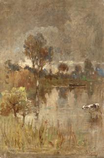 Achille Formis Befani - Paesaggio lacustre