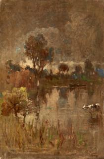 Achille Formis Befani - Paesaggio lacustre