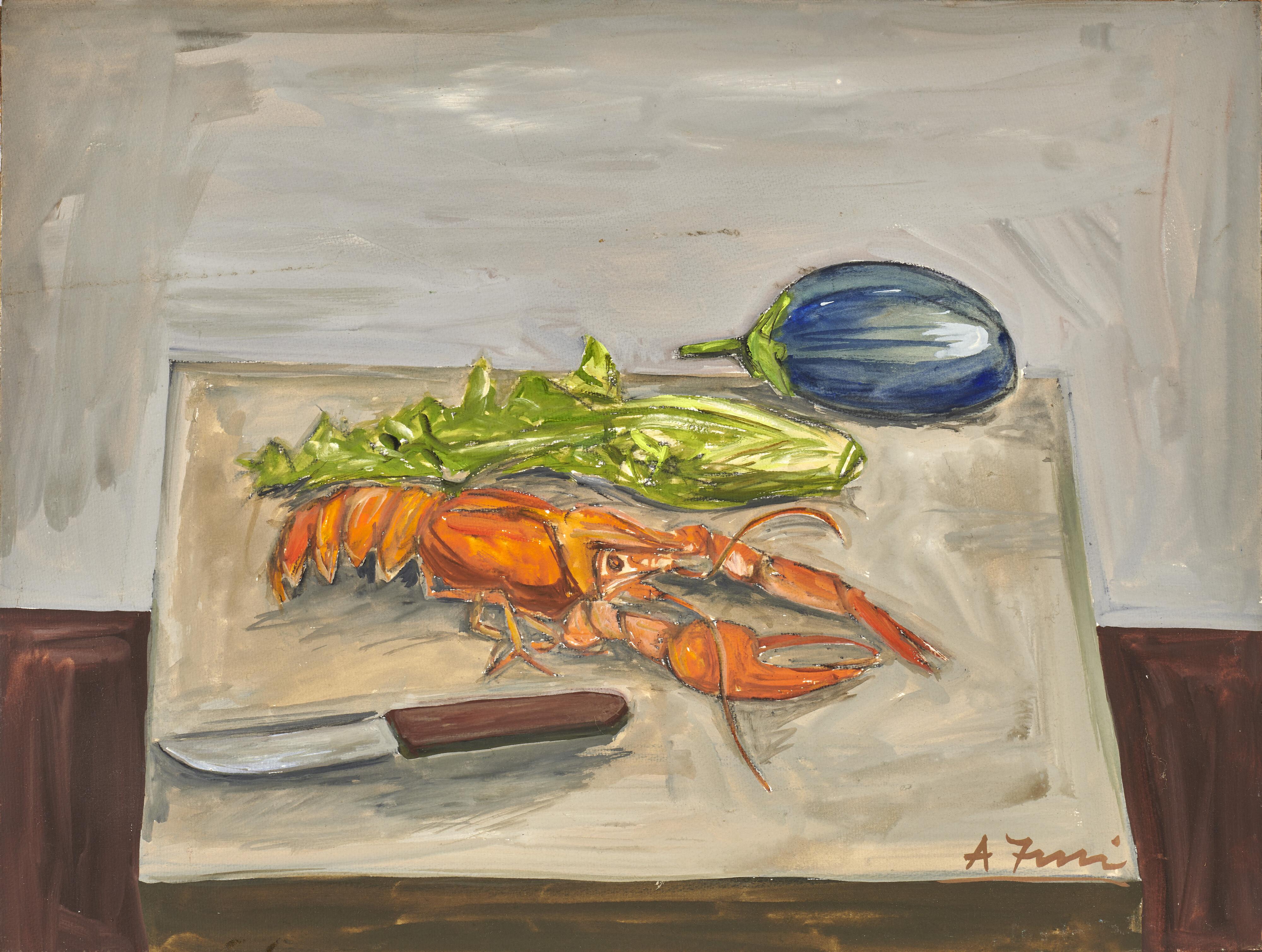 Achille Funi - Natura morta con aragosta