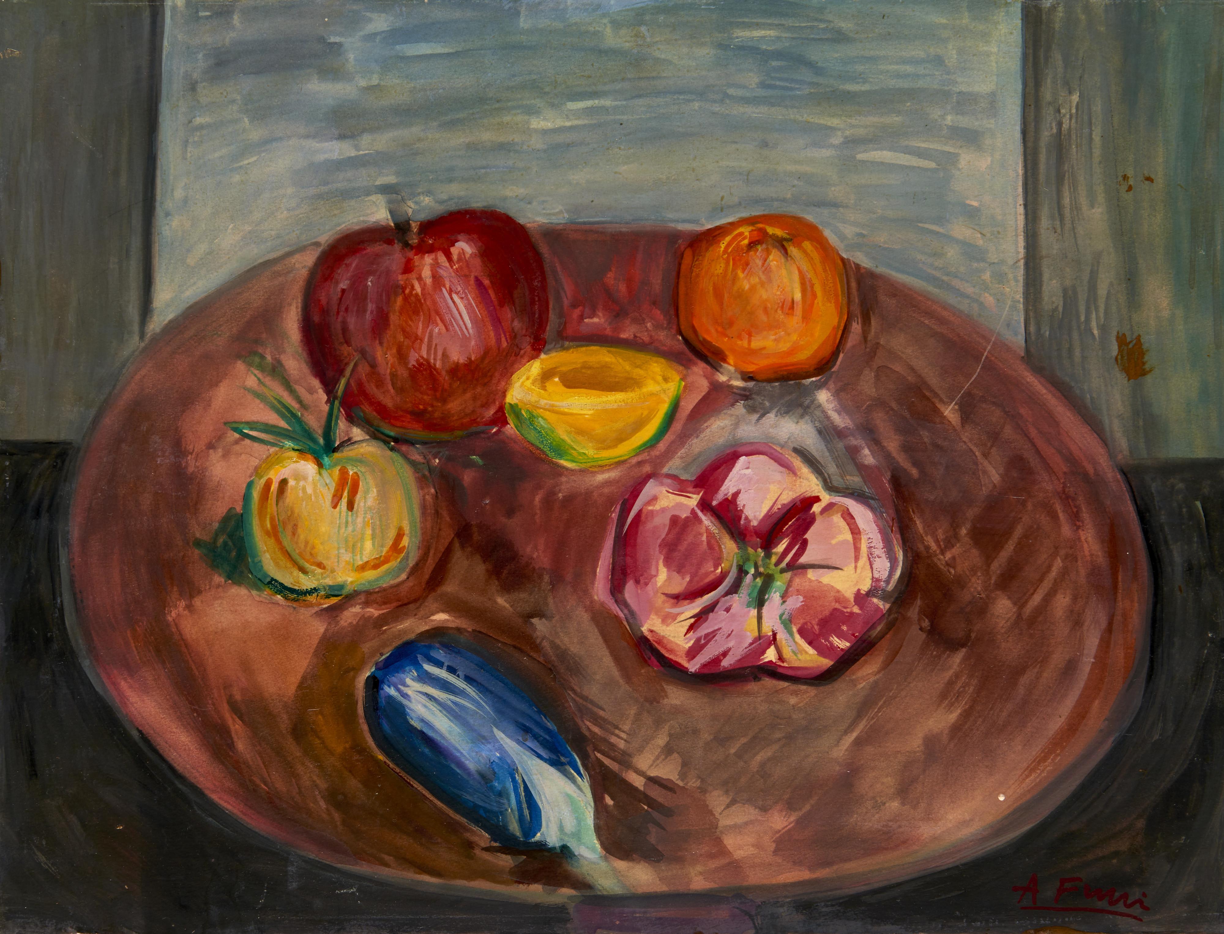 Achille Funi - Tavola con frutta