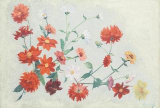 Achille Laugé - Dahlias et marguerites