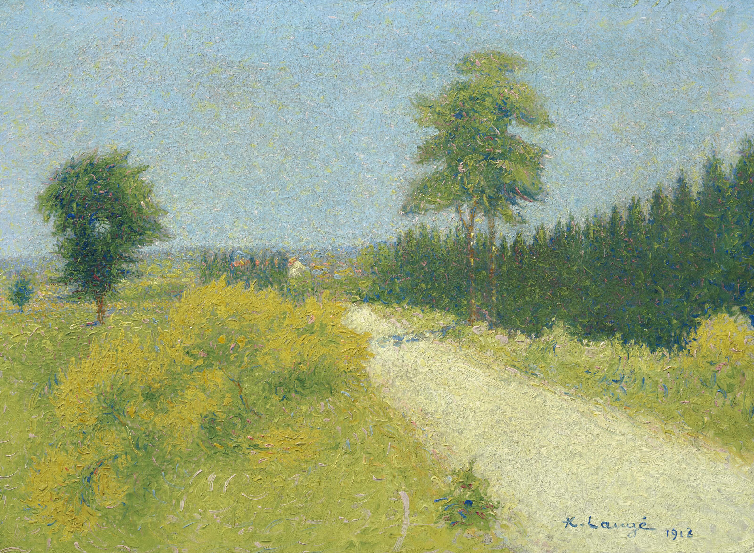 Achille Laugé - La route de Belvèze vers le relais