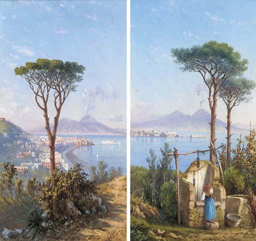 Achille Solari - Two views of Naples