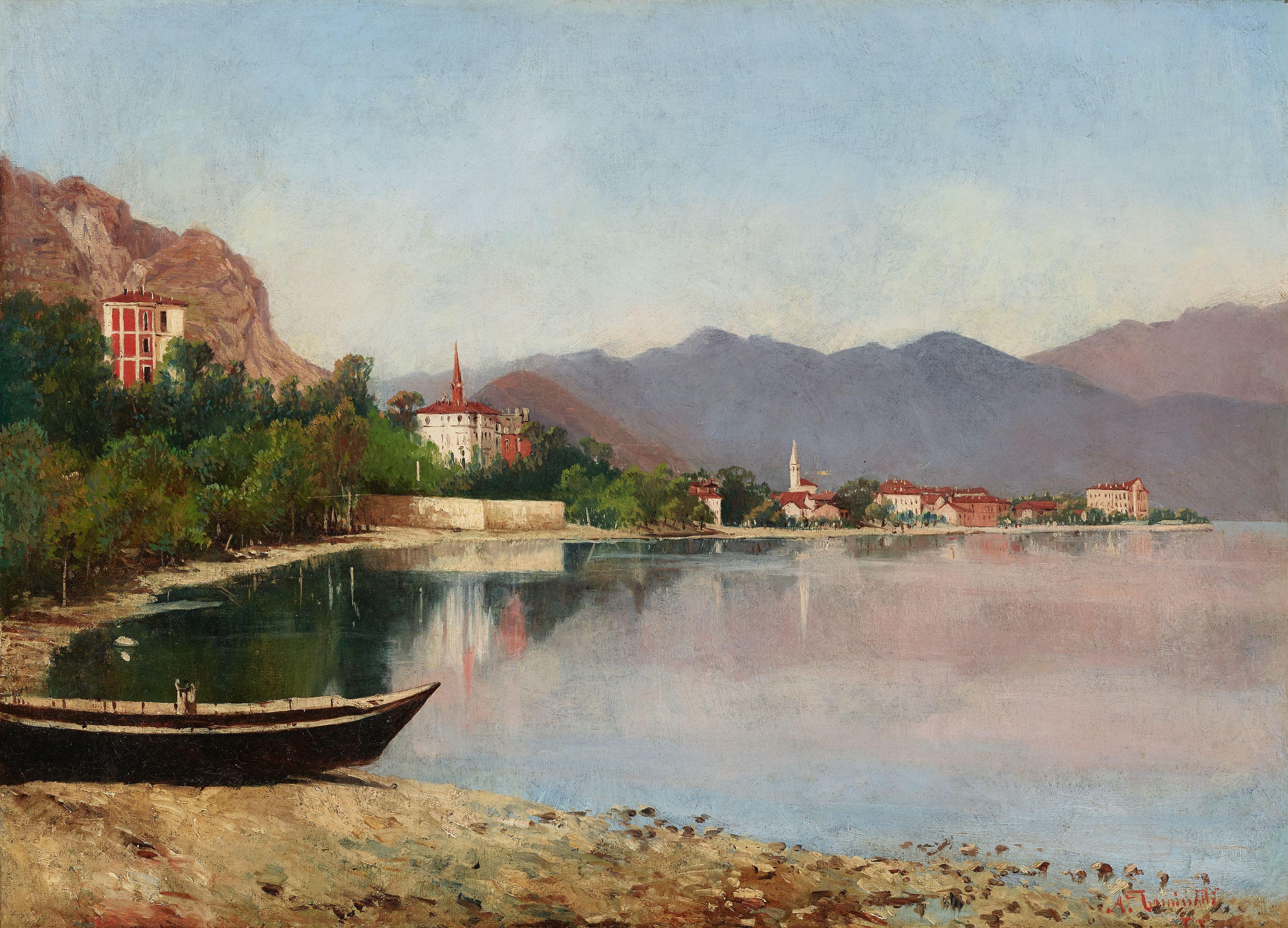 Achille Tominetti - A view of Boreno, Lake Maggiore