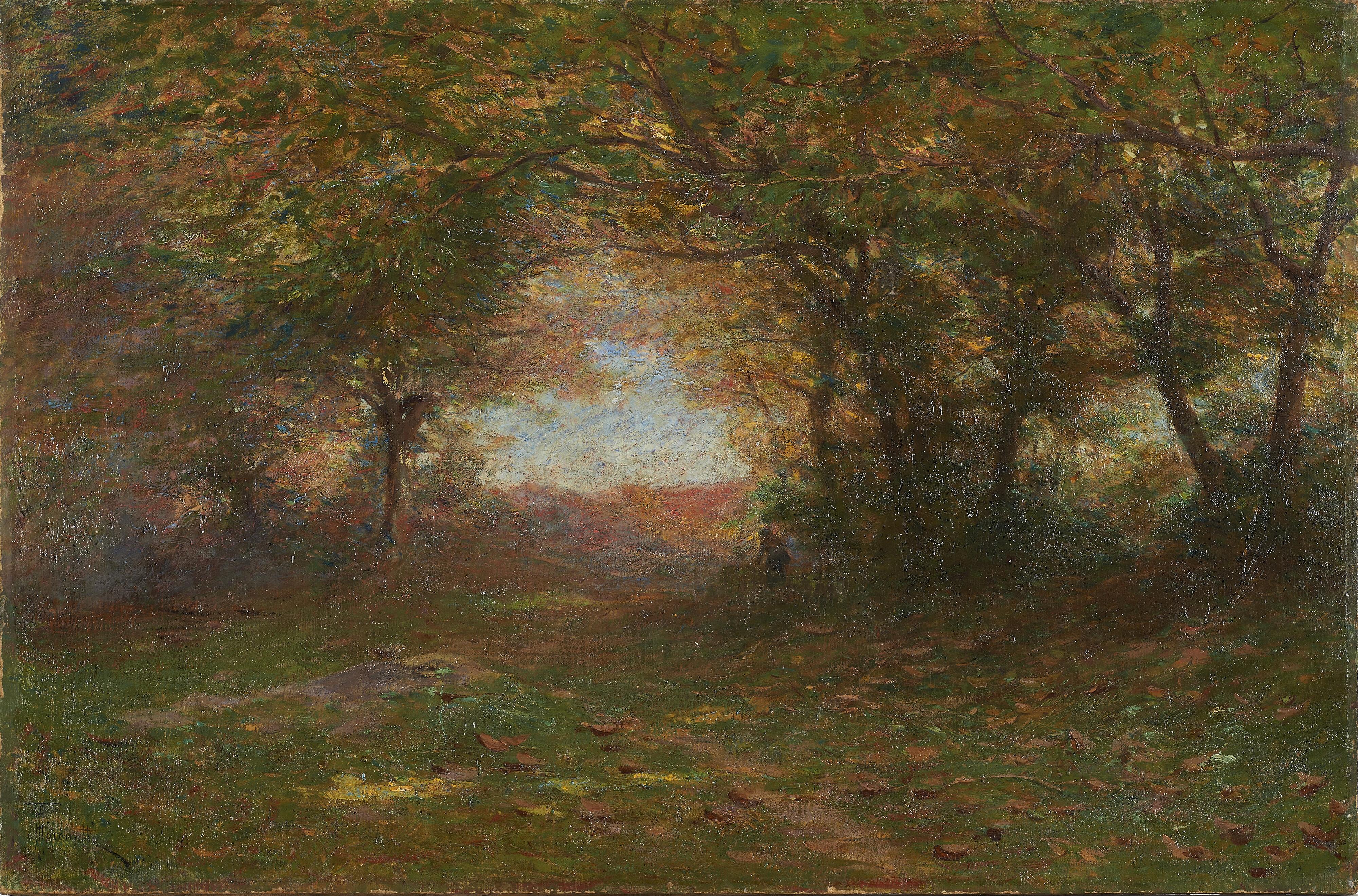 Achille Tominetti - Castagneto in autunno