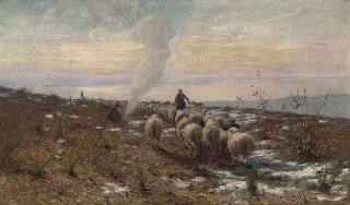 Achille Tominetti - Shepherds in the Italian hills