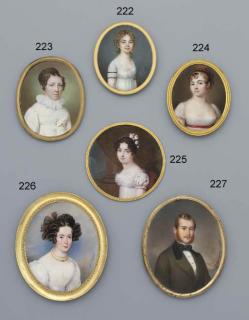 Adalbert Suchy - A Young Lady, In White Silk Dress With Double Lace Collar, Her Brown Hair Elaborately Plaited And Upswept