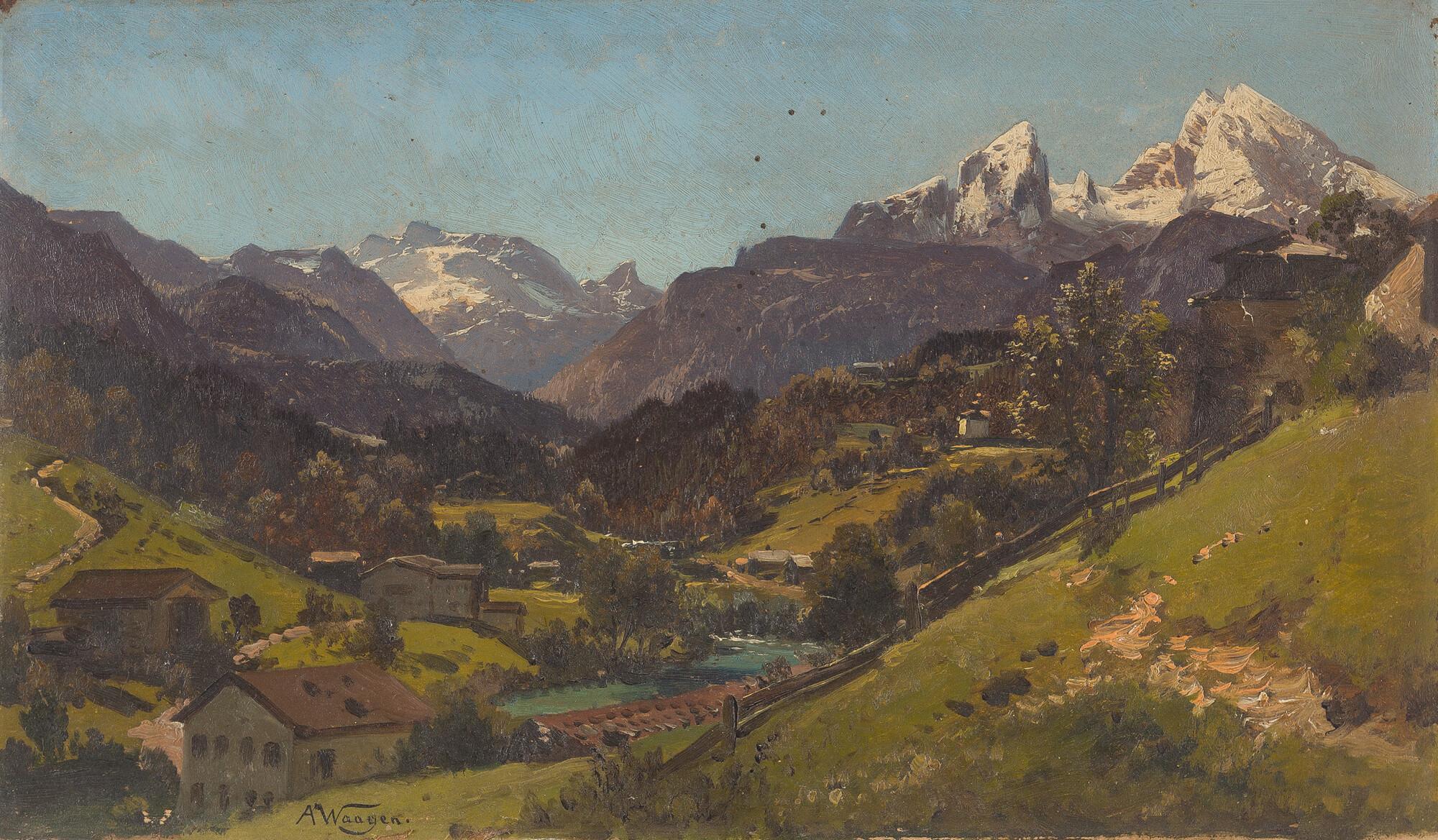Adalbert Waagen - Der Watzmann bei Berchtesgaden mit dem Funtensee.