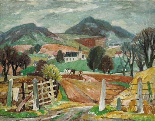 Adam Bruce Thomson, R.S.A., P.R.S.W. - Border Landscape: The Eldons from Gattonside