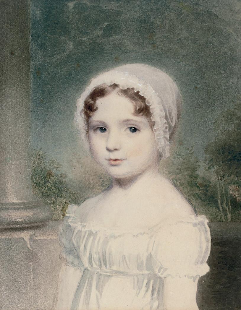 Adam Buck - Portrait of a young girl, bust-length, in a white cap