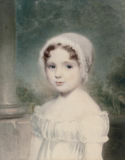 Adam Buck - Portrait of a young girl, bust-length, in a white cap