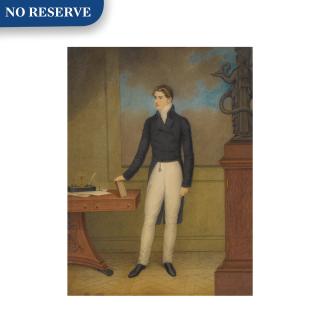 Adam Buck - Portrait of a Young Man, Standing by a Desk in an Interior