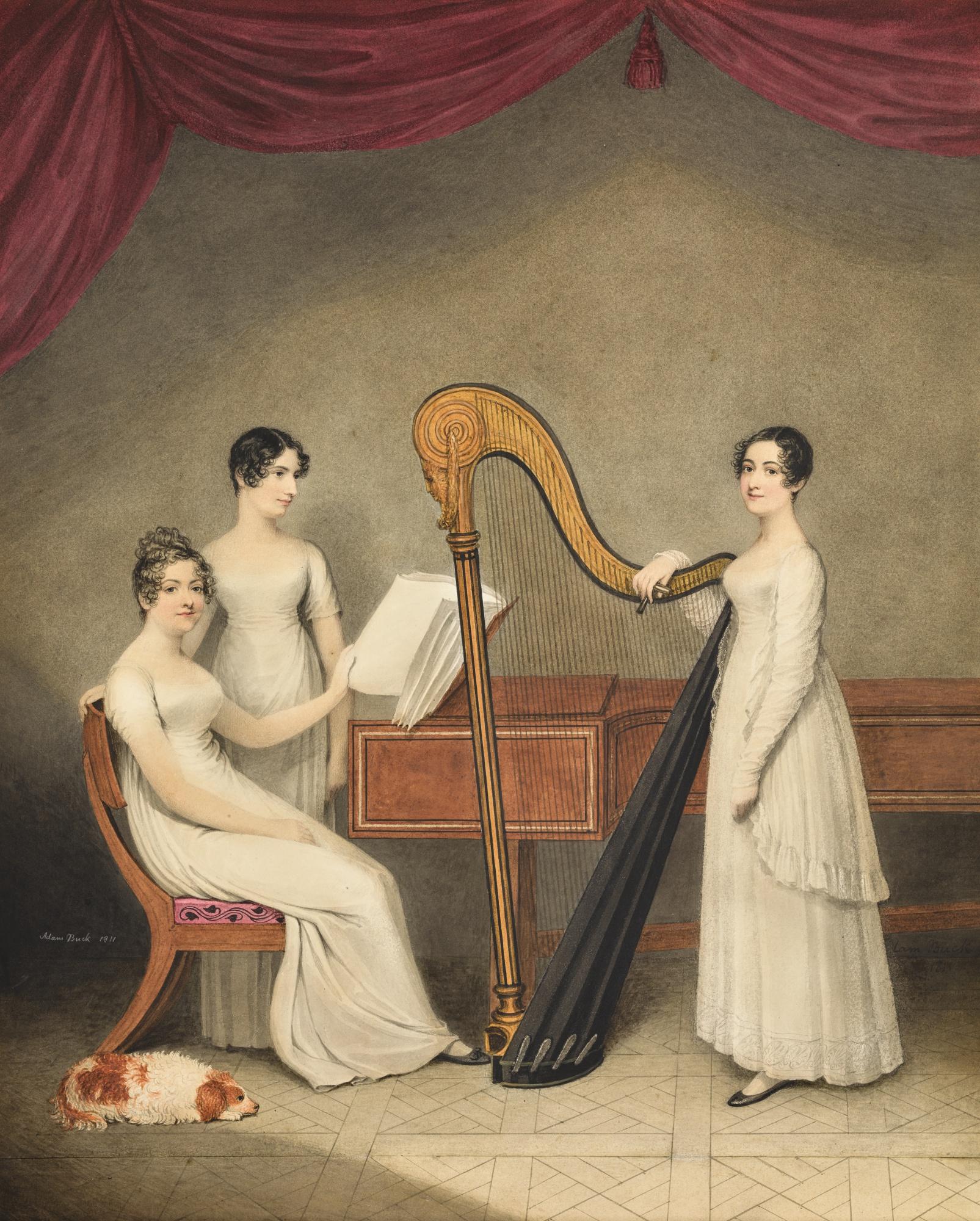 Adam Buck - Three Young Ladies In An Elegant Interior