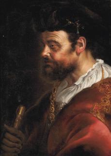 Adam Camerarius - A tronie of a man in ceremonial robes with a gold chain and a hat