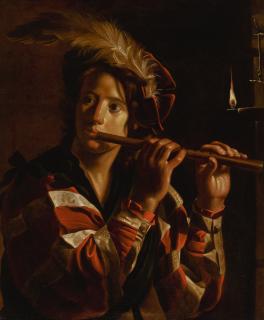 Adam De Coster - A Young Man Playing The Flute By Candelight