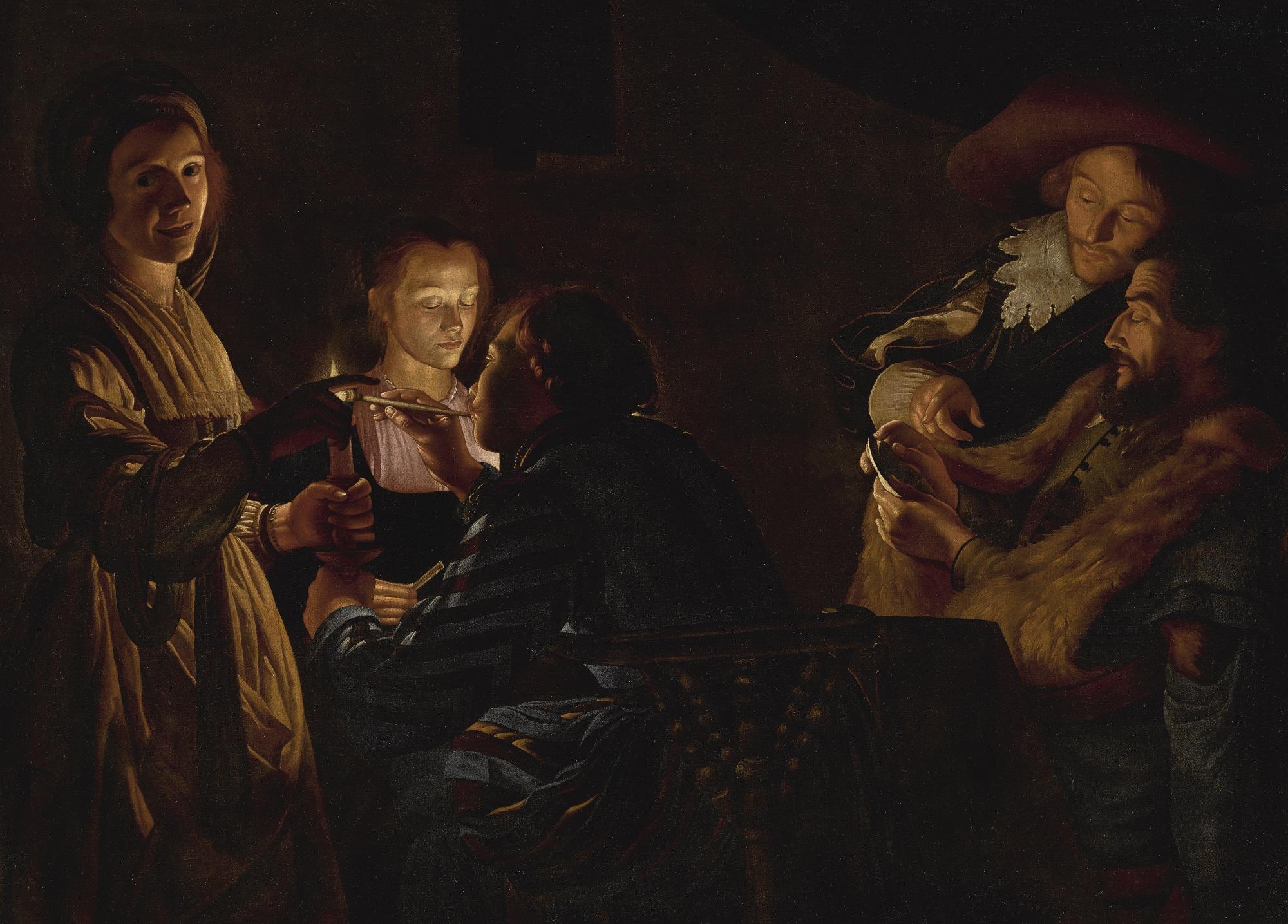 Adam De Coster - Card Players By Candlelight