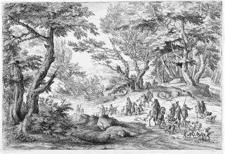 Adam Frans van der Meulen - 2 Bll.: Höfische Jagdgesellschaft – Landschaft mit Reitern.