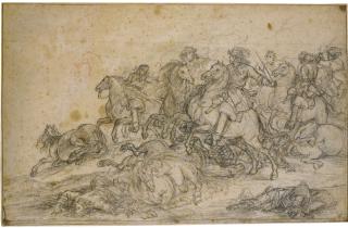 Adam Frans Van Der Meulen - Cavalry Charging Into Battle