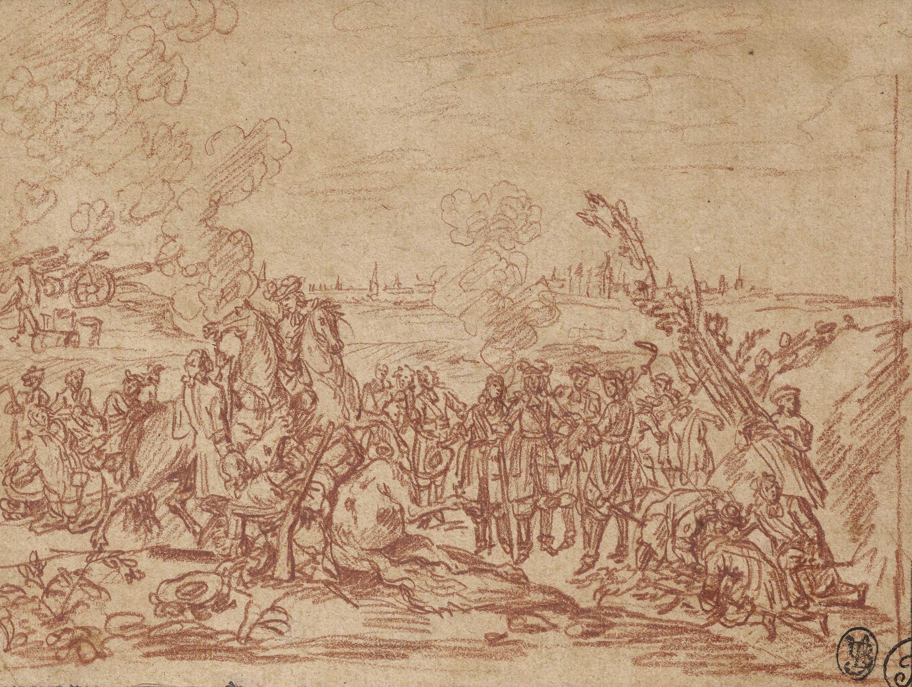 Adam Frans Van Der Meulen - Étude pour le Siège de Douai, 1667