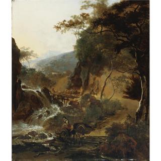 Adam Pynacker - Figures And Cattle Crossing A Bridge
