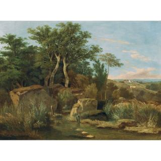 Adam Töpffer - Paysage Avec Marécage Et Hameau Dans Le Lointain Landscape With Marsh And Hamlet In The Distance 