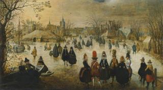 Adam Van Breen - Winter Landscape With Skaters On A Frozen River Outside A Village