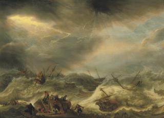 Adam Willaerts - A shipwreck in stormy waters