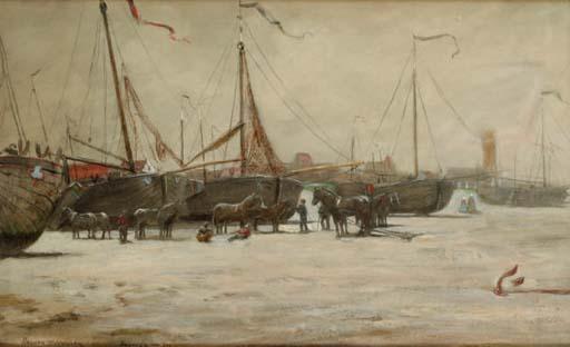 Addison Thomas Millar - Horses working on the beach, Katwijk