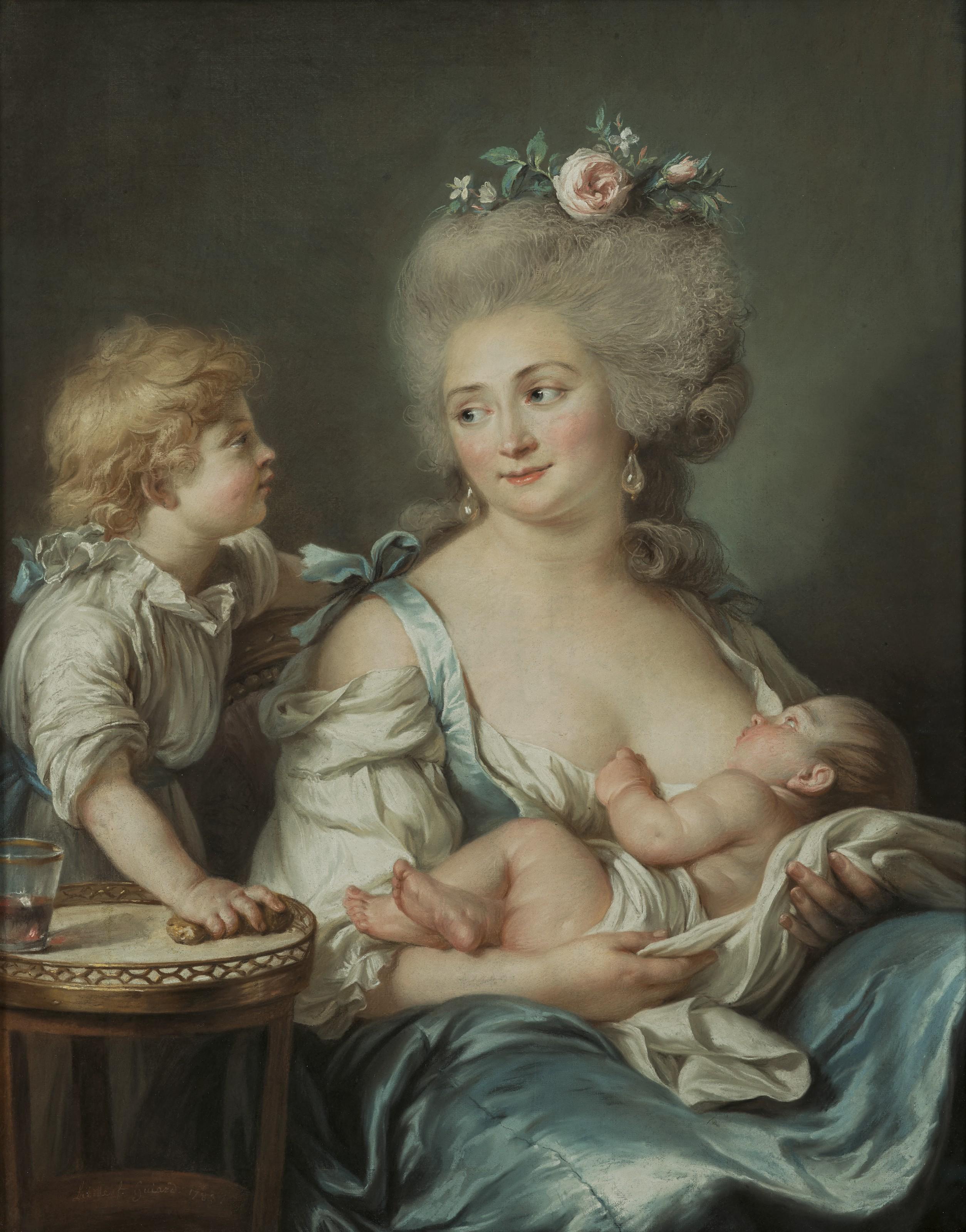 Adélaïde Labille-Guiard - Madame Charles Mitoire, née Christine-Geneviève Bron (1760-1842), avec ses enfants, allaitant l’un d’eux