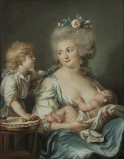 Adélaïde Labille-Guiard - Madame Charles Mitoire, née Christine-Geneviève Bron (1760-1842), avec ses enfants, allaitant l’un d’eux