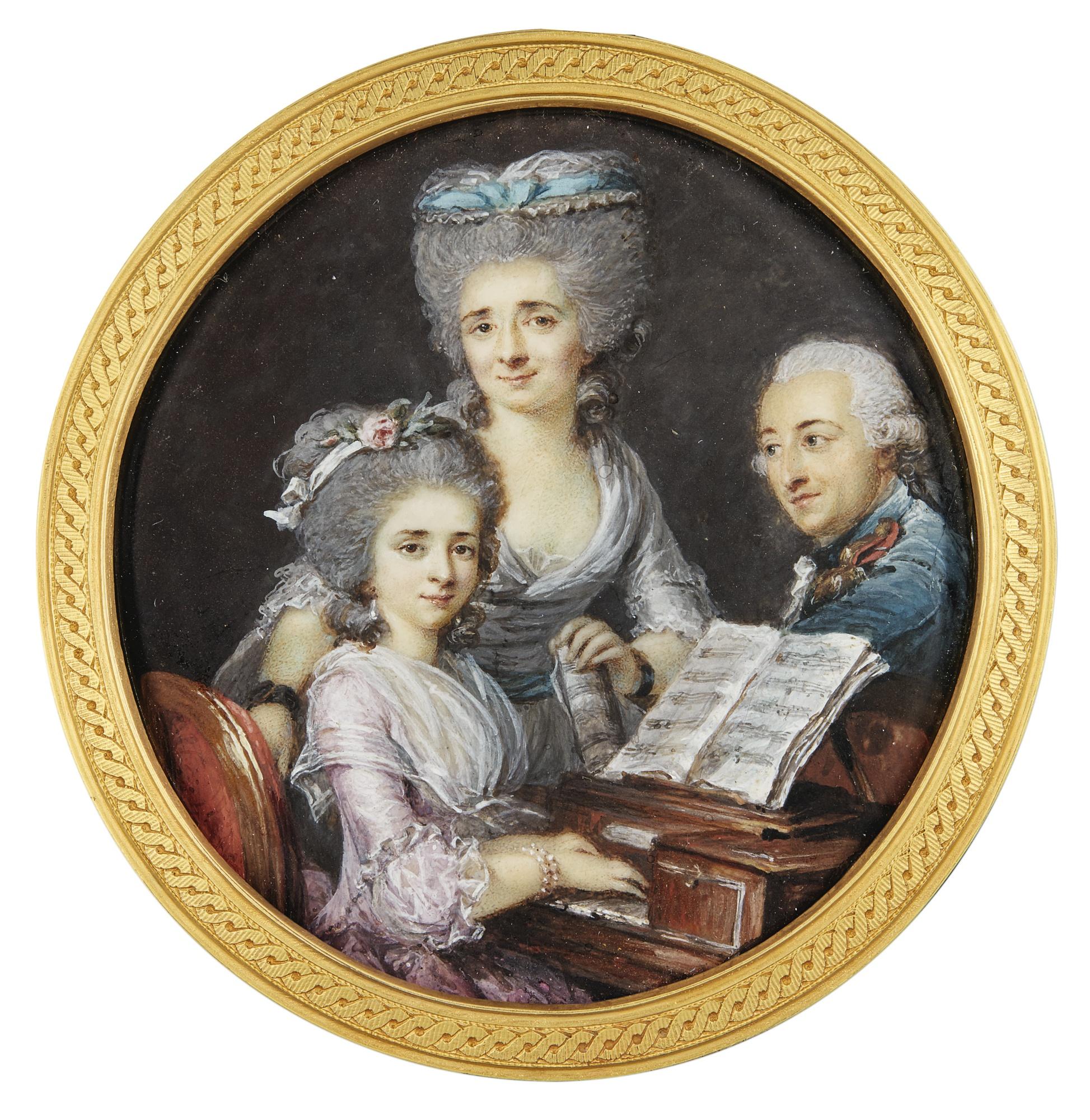 Adélaïde Labille-Guiard - Portrait Of A Mother And Father With Their Daughter At A Harpsichord, Circa 1780