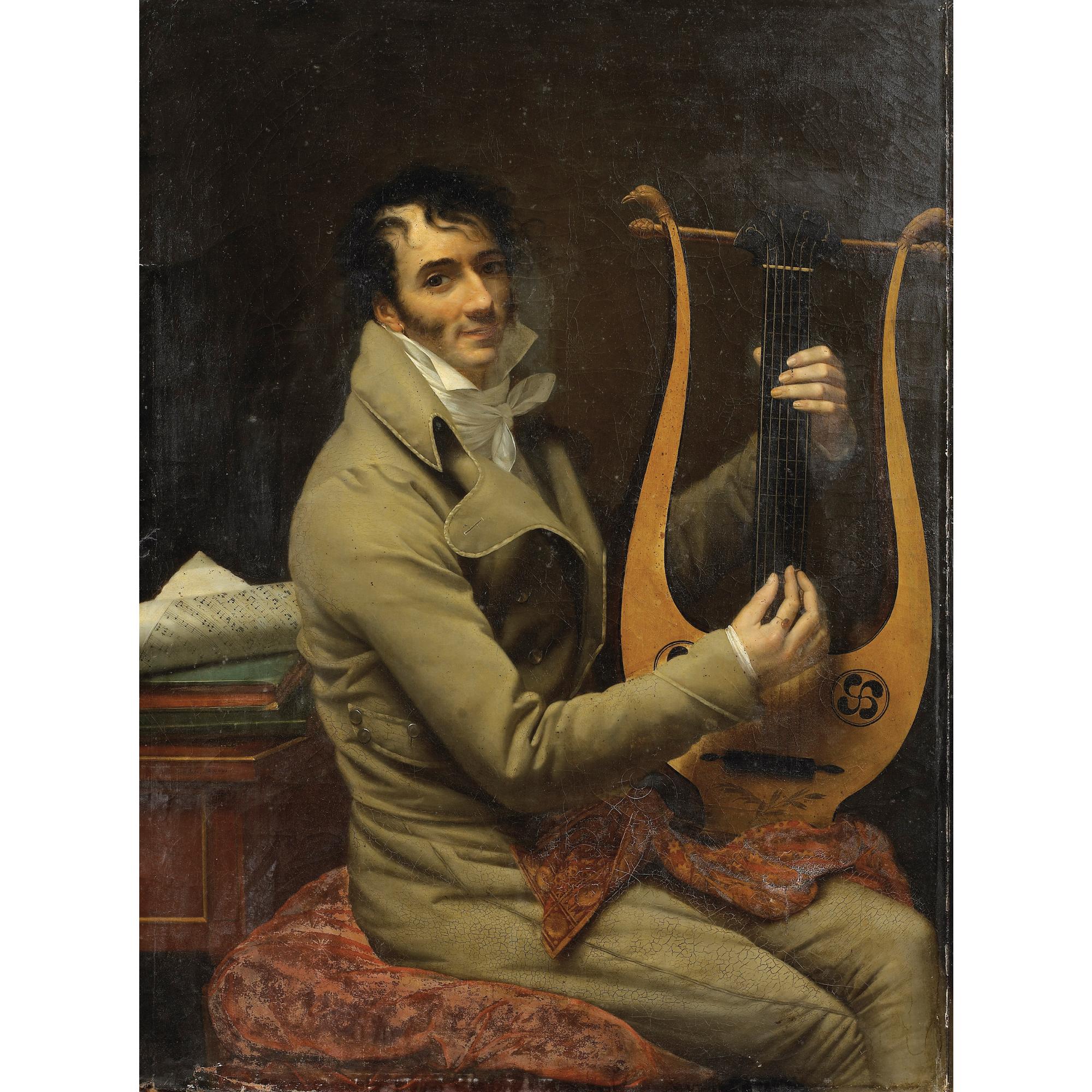 Adèle Romanée ou Romany - Portrait De Jean Dominique Fabry Garat S\'Accompagnant À La Lyre
