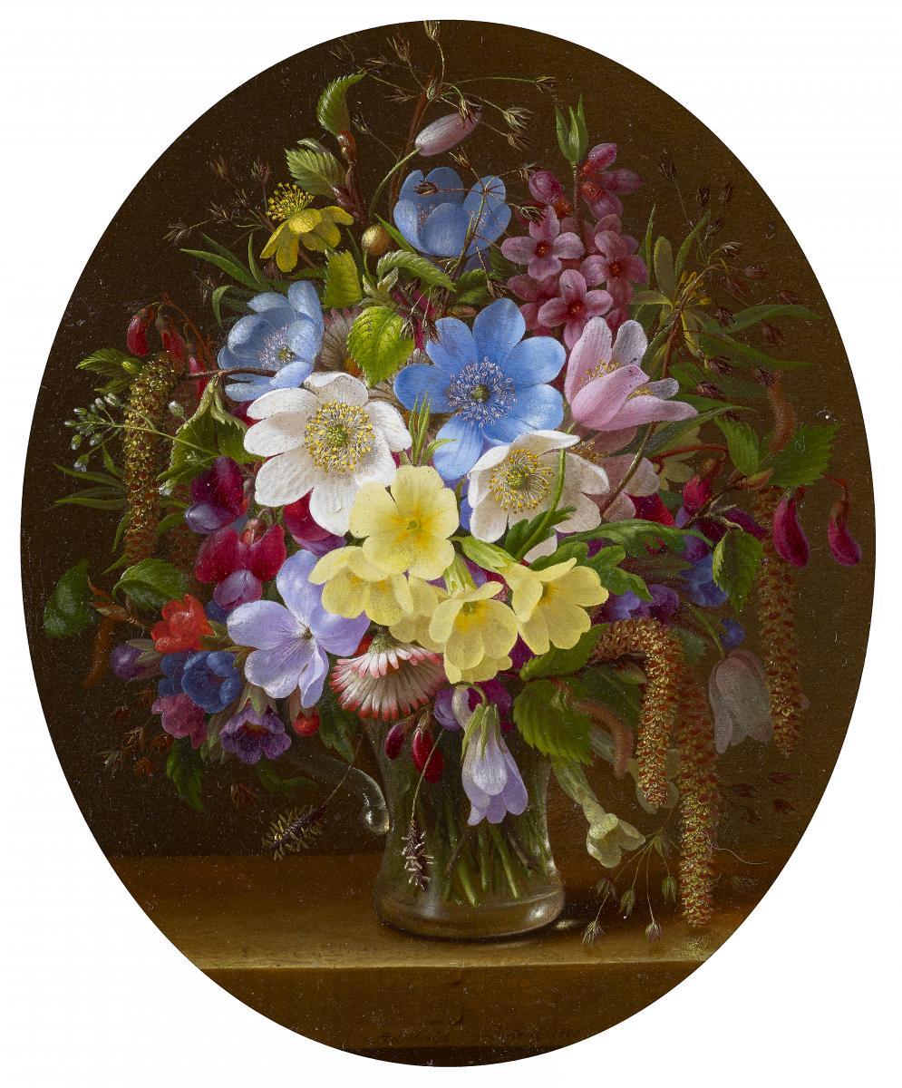 Adelheid Dietrich - Stillleben mit einem Blumenstrauß in einer Glasvase.