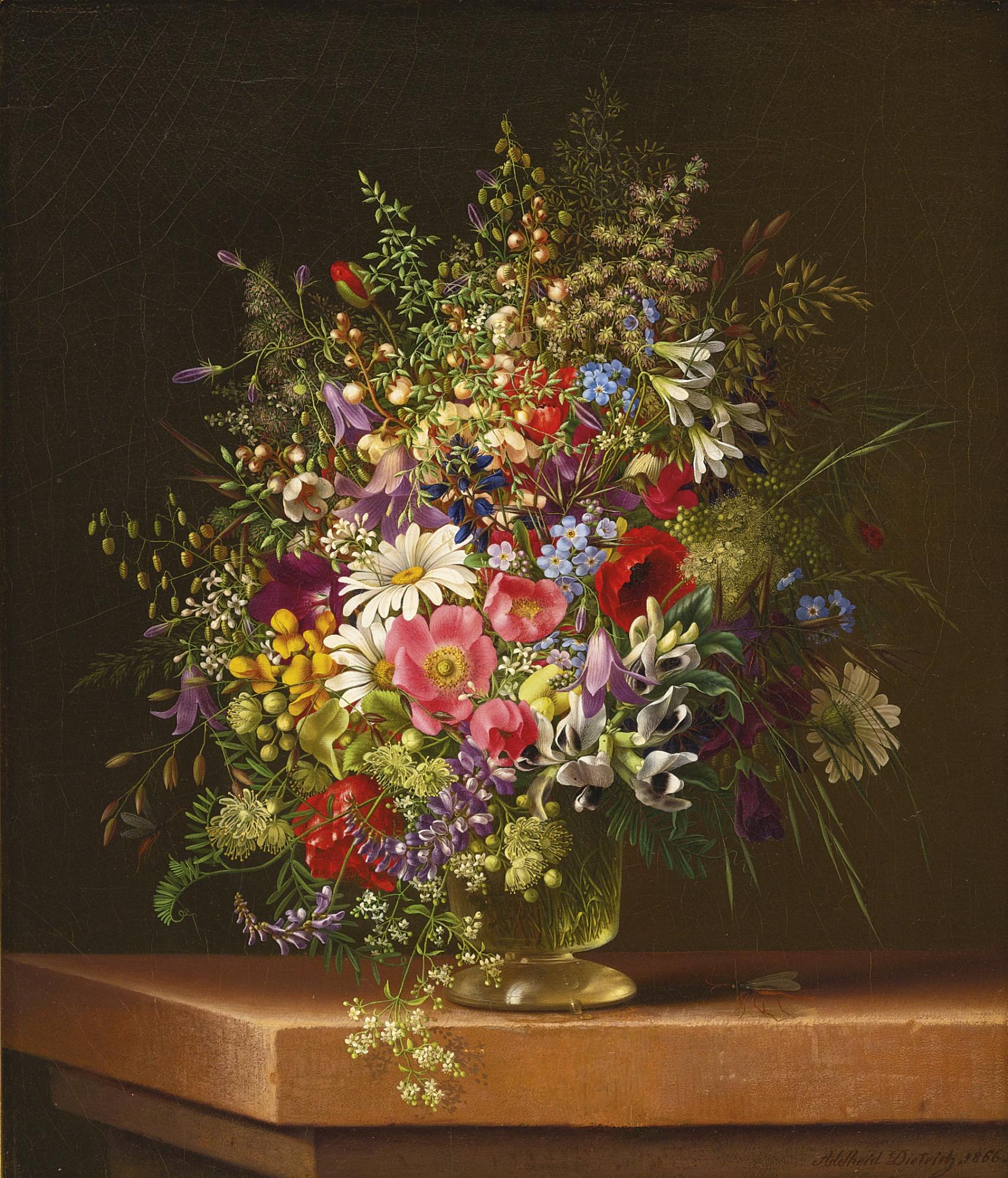 Adelheid Dietrich - Wild Flowers In A Glass Vase