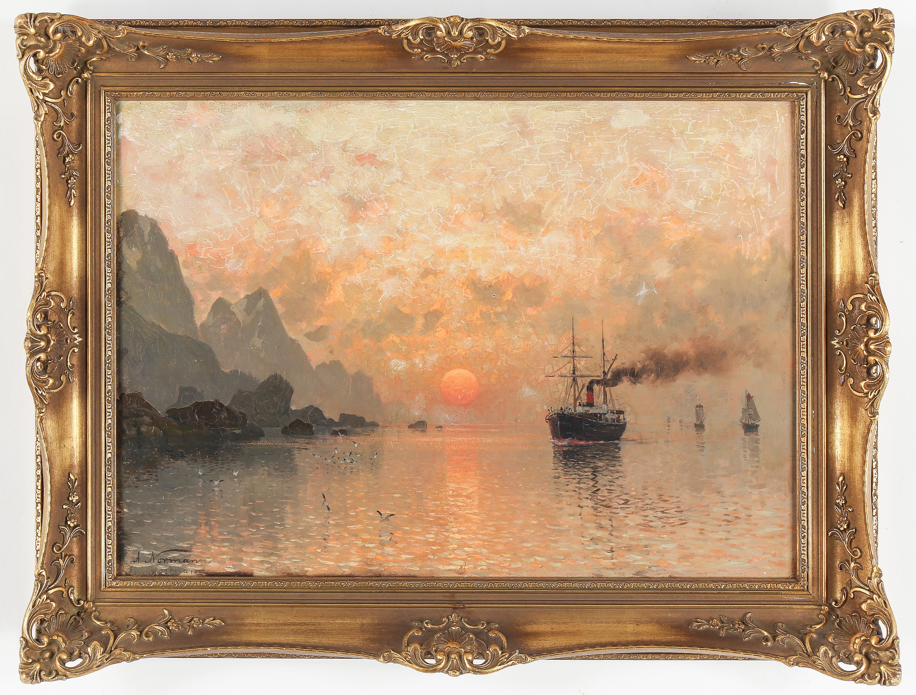 Adelsteen Normann - Ships in the sunset