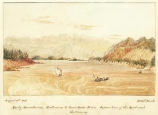 Admiral Sir George Back - \'Rocky Mountains. Entrance to Bear Lake River. Separation of the Boat and the Canoes.\' unframed