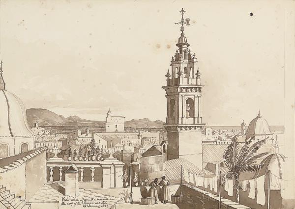 Admiral Sir Henry Byam Martin, K.C.B - An unframed folio of views in Portugal and Spain including Lisbon, Cape Trafalgar and Valencia