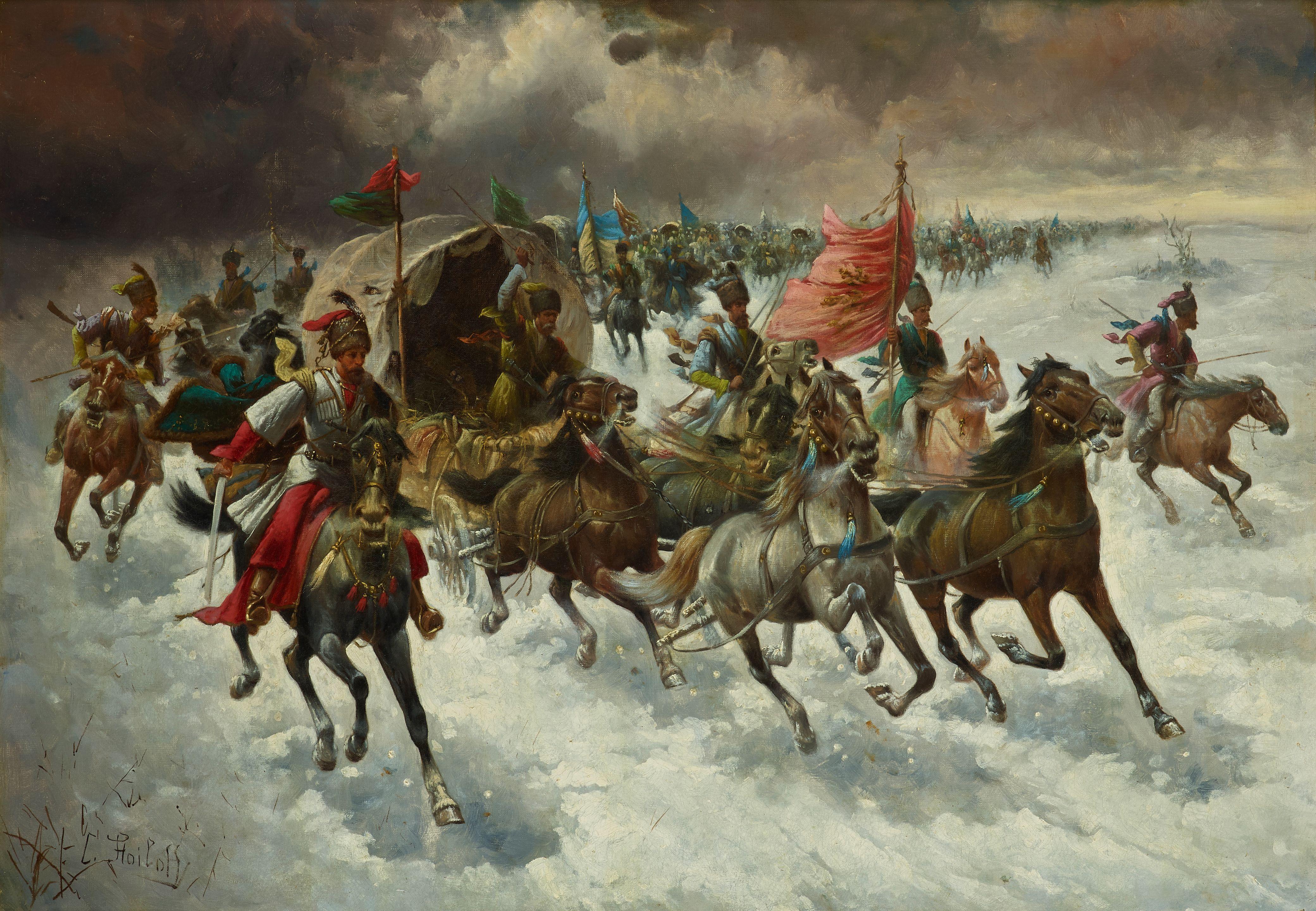 Adolf Baumgartner-Stoiloff - A caravan of Cossacks