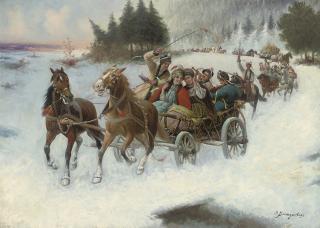 Adolf Baumgartner-Stoiloff - A happy sleigh-ride