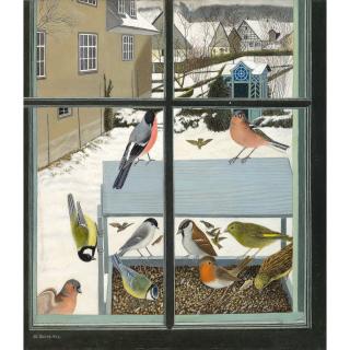 Adolf Dietrich - Vögel Auf Dem Futterbrett, 1944 Birds On Riser, 1944