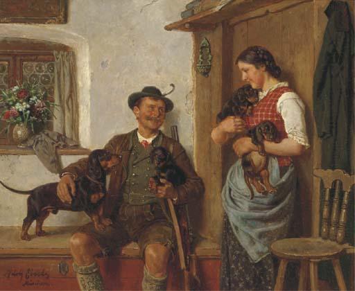 Adolf Eberle - Admiring the puppies