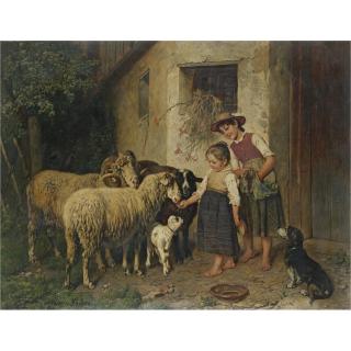 Adolf Eberle - German Bei Den Schafen (Feeding The Sheep) 