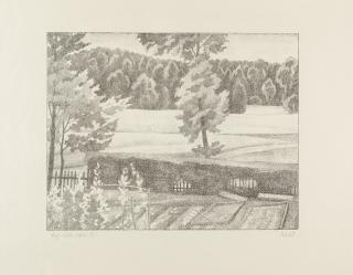 Adolf Erbslöh - Blick aus dem Wohnzimmer über den Gemüsegarten in Irschenhausen.