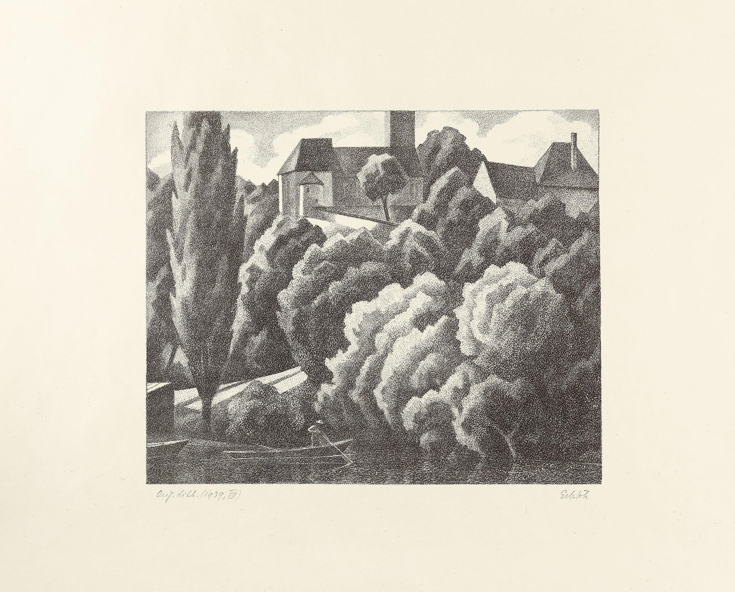 Adolf Erbslöh - Fischer in seinem Kahn.