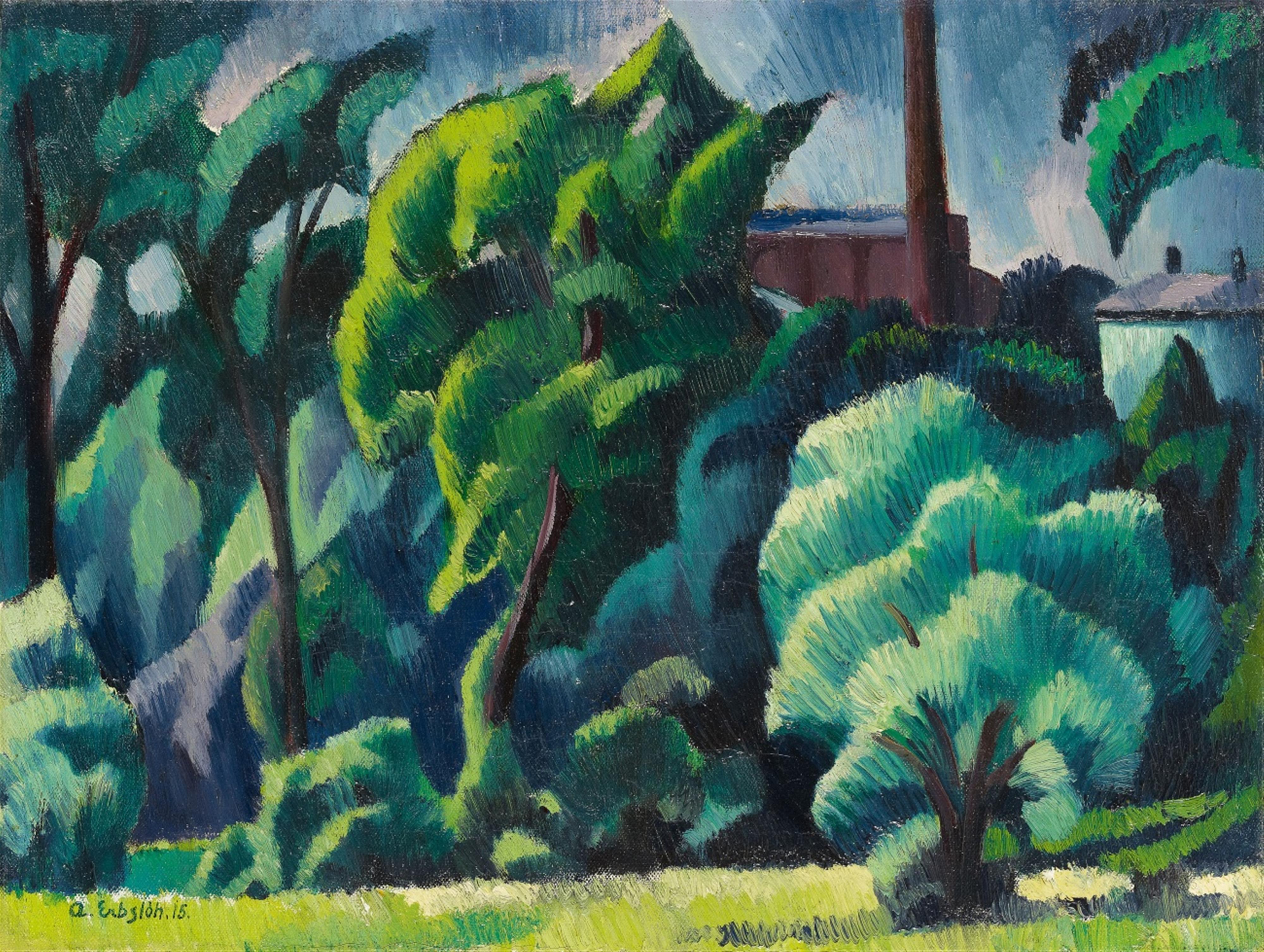 Adolf Erbslöh - Landschaft mit Fabrik