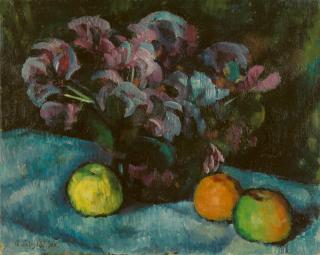 Adolf Erbslöh - Stillleben mit drei Äpfeln.