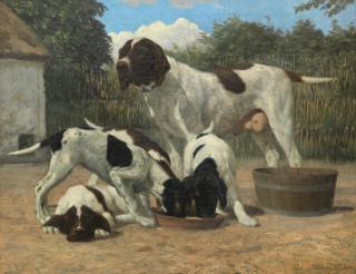 Adolf Heinrich Claus Hansen - English Pointer With Her Puppies